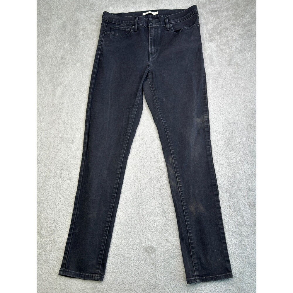 Levi's Slimming Skinny Jeans Women 32 Black Denim Logo Dark Wash Everyday Casual